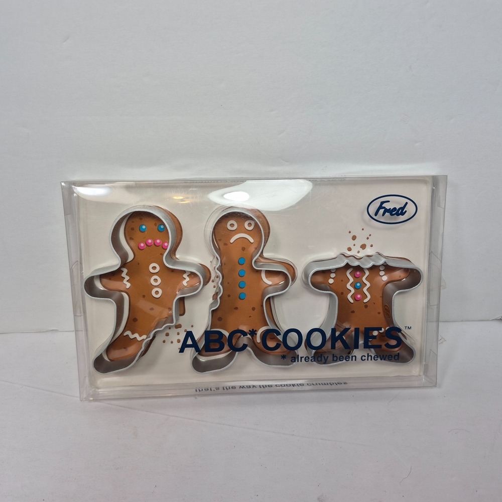 Christmas ABC Already Been Chewed Cookie Cutters Gingerbread Man w/ Bites - NEW